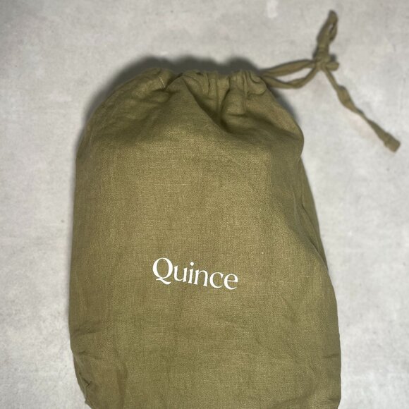 NEW Quince European Linen Contrast Flange Pillow Sham Set 2 Aloe Sand Dust Bag - Picture 5 of 7